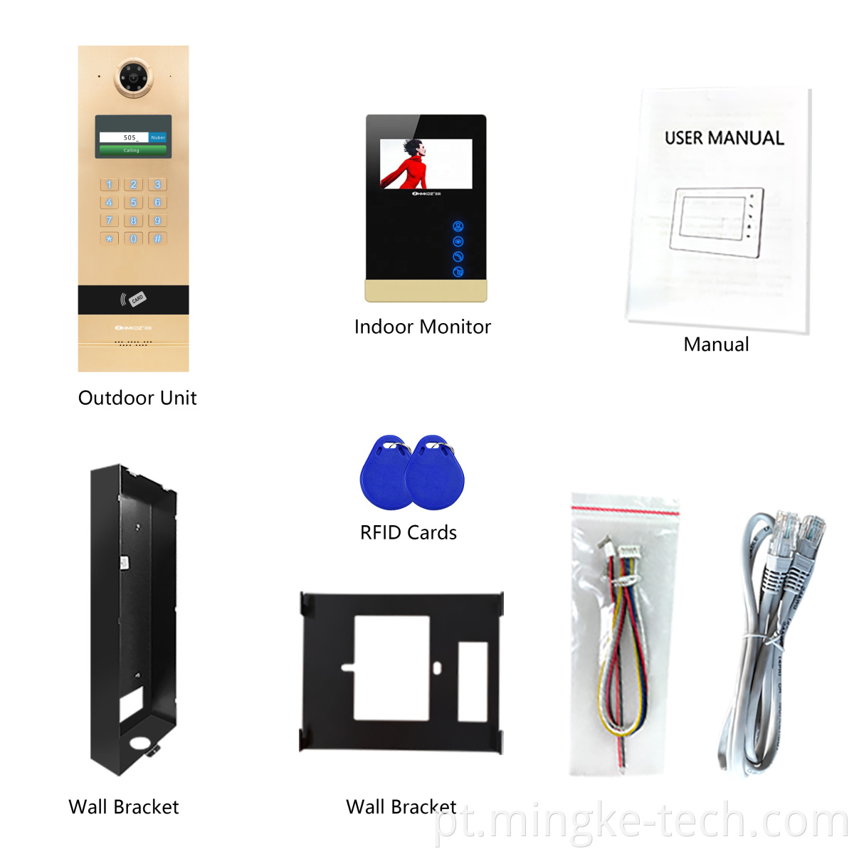 Low Price Door Bell Intercom For Apartment 4 Wire Video Intercom System Waterproof Video Doorphone2